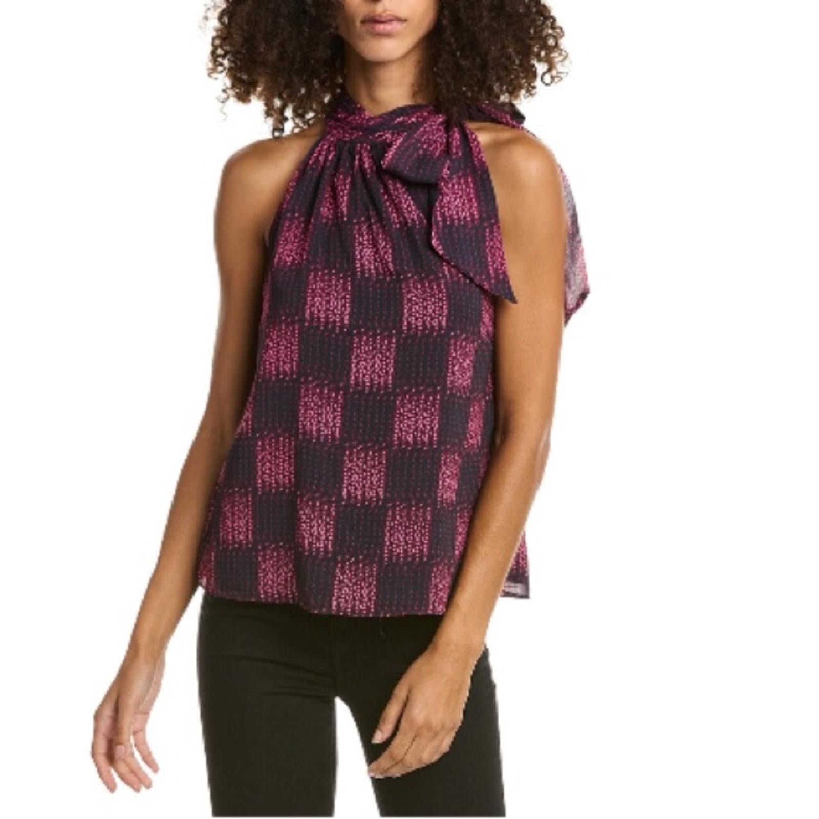 Ramy Brook Leilany Blouse in Pink/Black, Size L New w/Tag $295