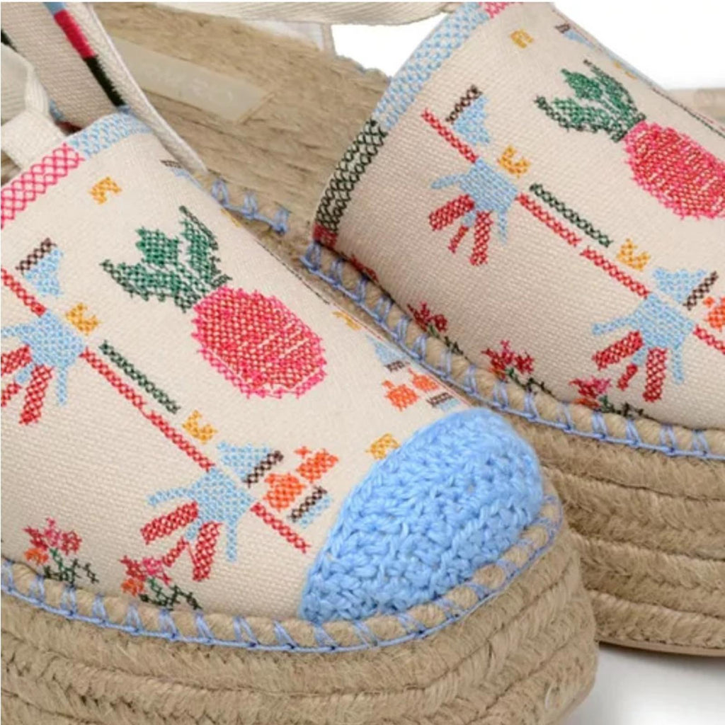 FARM Rio Paradise Bead Embellished Espadrille Platform Shoes Size 11 NWT+DustBag
