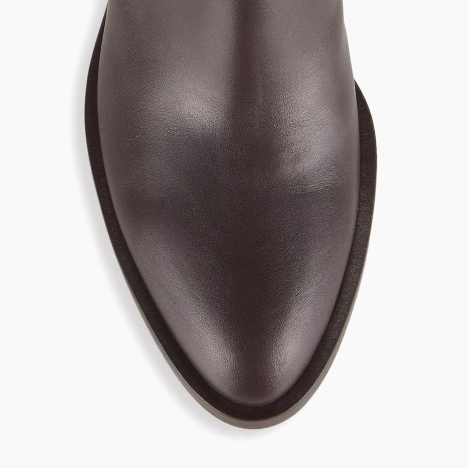 See by Chloé Dark Brown Calf Averi Block Heel Leather Bootie, Size 41 w/DustBag