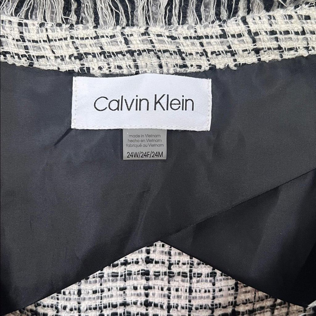 Calvin Klein Women's Tweed Open-Front Blazer in Black & White, Size 24W, NEW