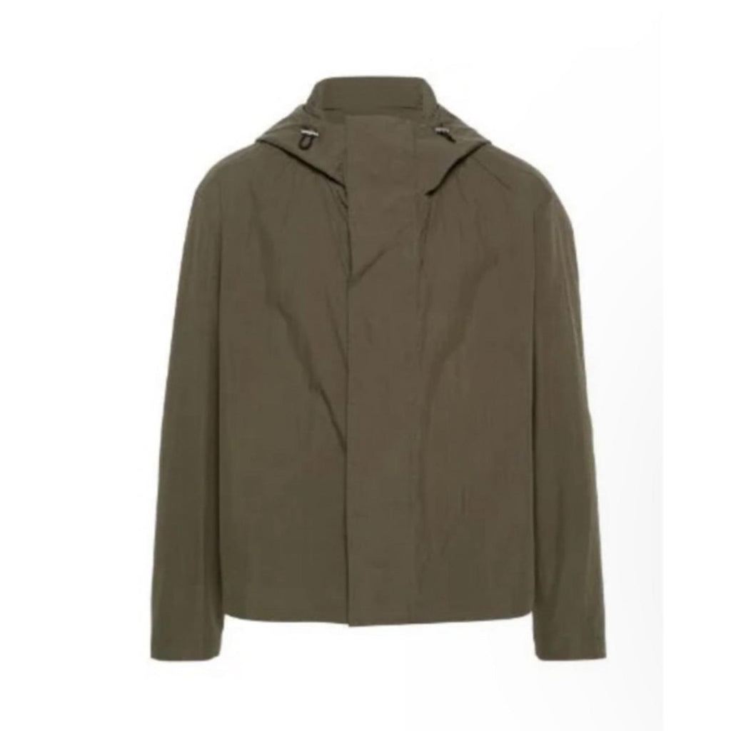 Jil Sander Green Long-Sleeve Hooded Jacket w/Organic Cotton, Size L NWT $2,380