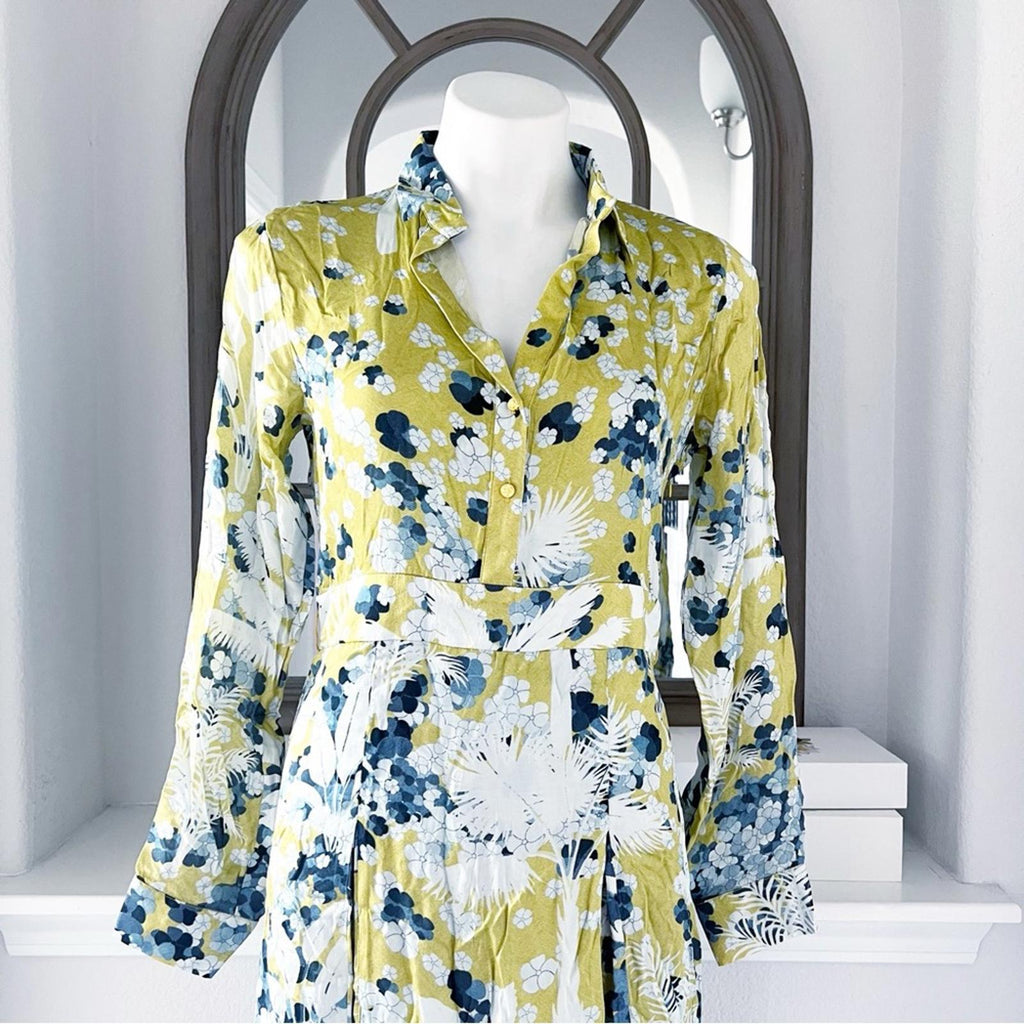 Falguni Shane Peacock Yellow Divine Long Maxi Dress, Size M, New w/Tag