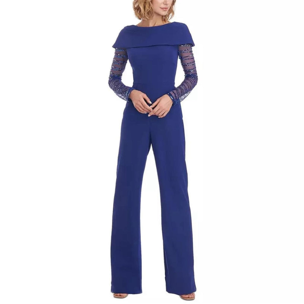 JS Collections Sequined Pintuck Jumpsuit in Blue, Size 4 New w/Tag, Retail $298