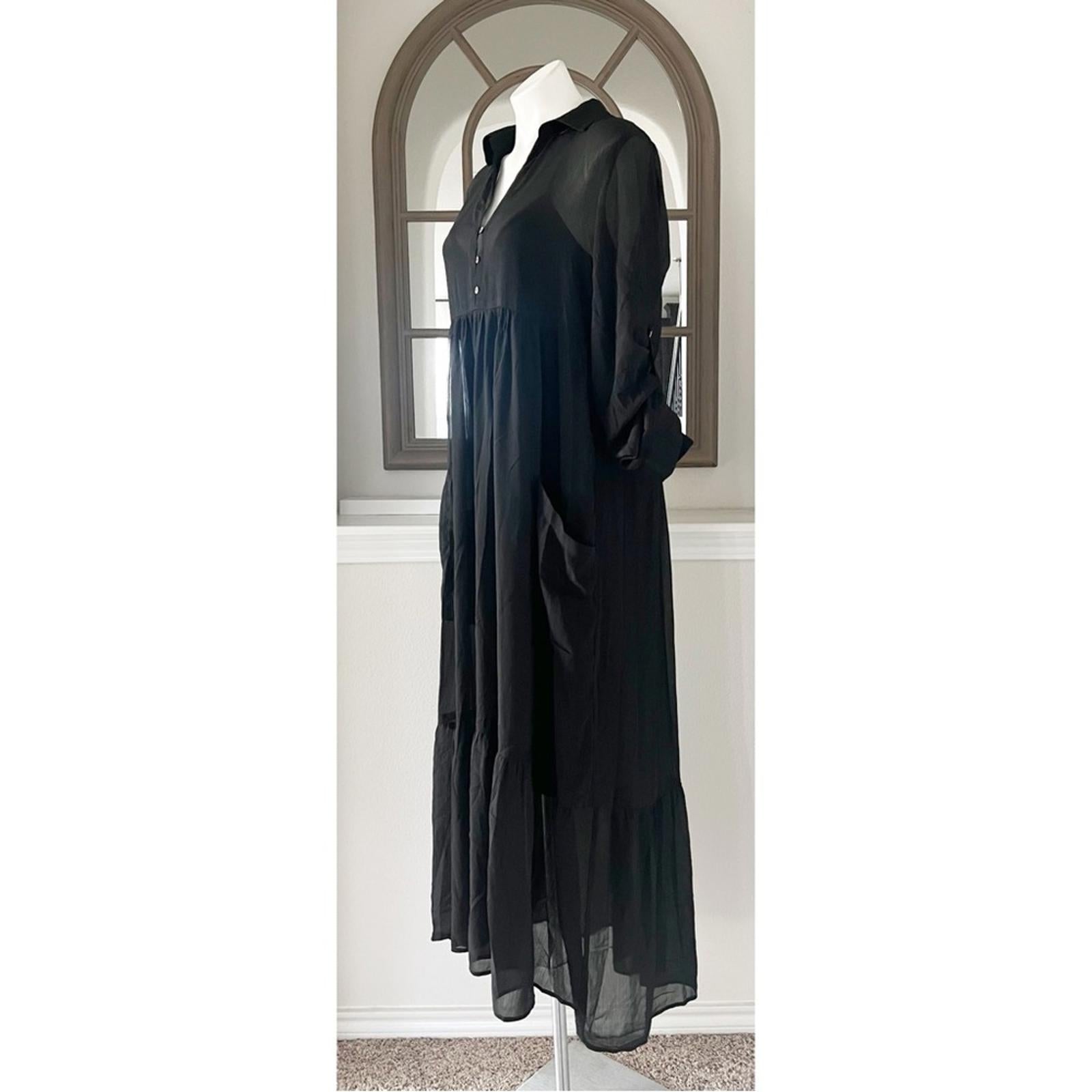NEW Love Stitch Black Maxi Dress w/Pockets, Size M New w/Tag