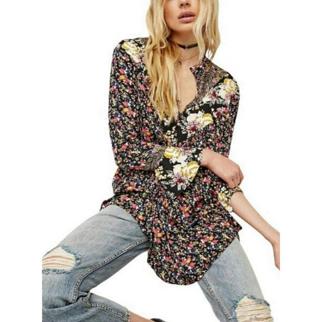 Free People Wildflower Fields Henley Top, Size M, EXCELLENT!