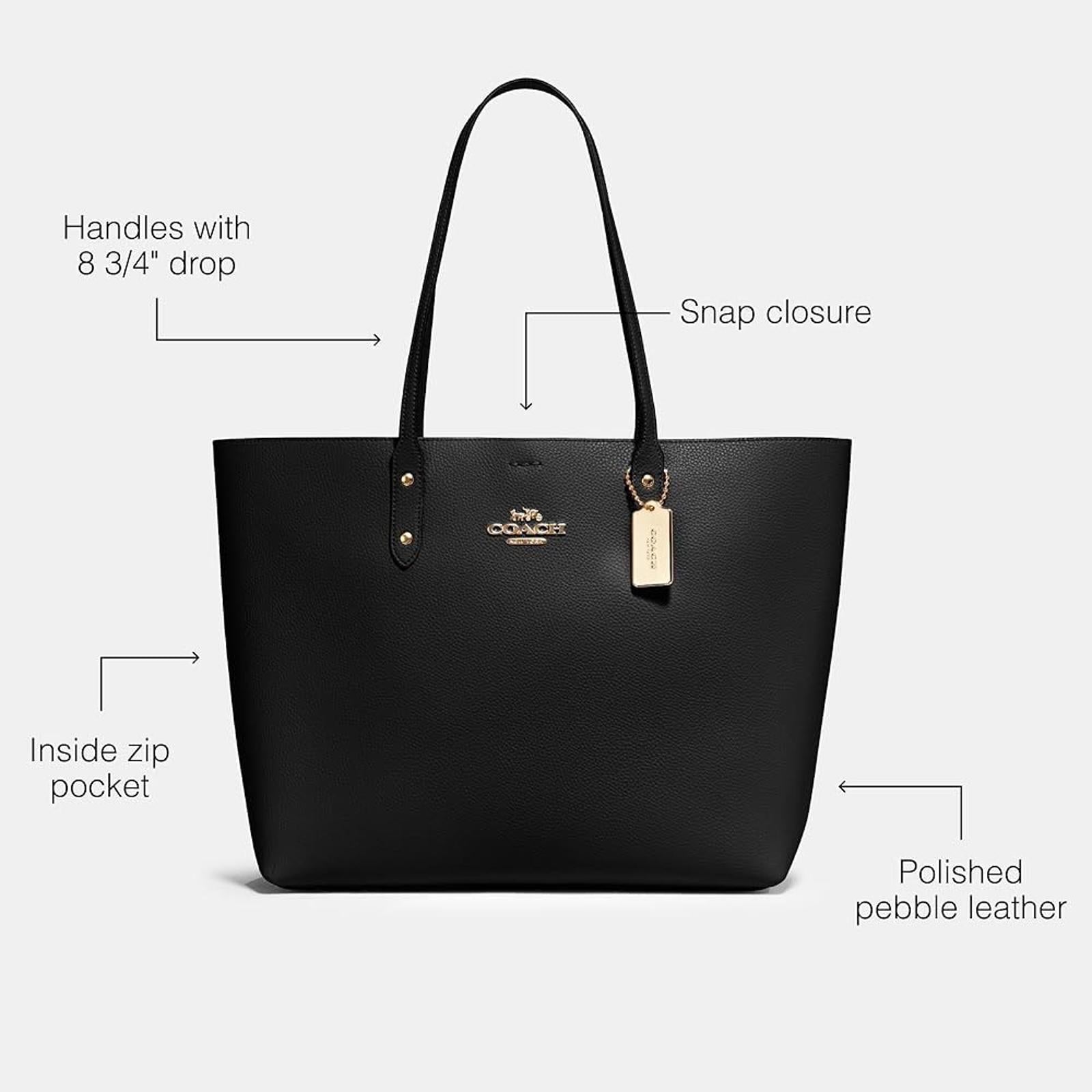 Coach Town Tote Polished Pebbled Leather Black, Code #C2091-72673 EXCELLENT $398