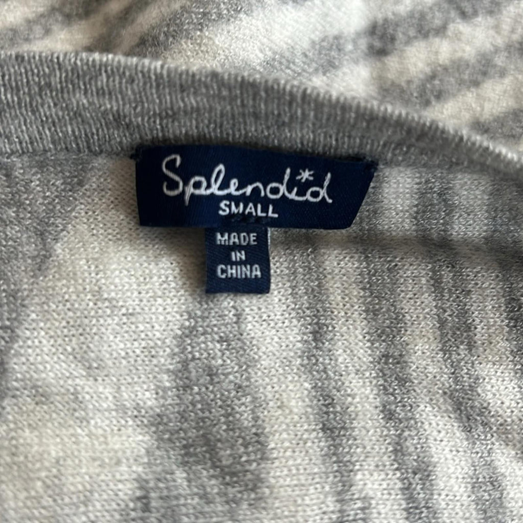 Splendid Op-Art Stripe Cashmere Blend Sweater Poncho Button Front S EXCELLENT