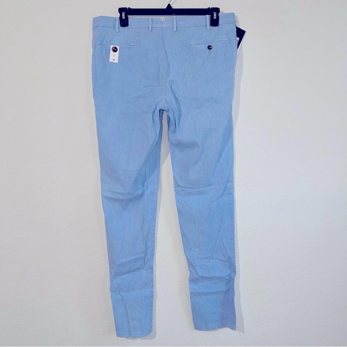 PT Torino Linen & Cotton Delave Slim Fit Trousers, Blue Size 56 NEW w/Tag $395