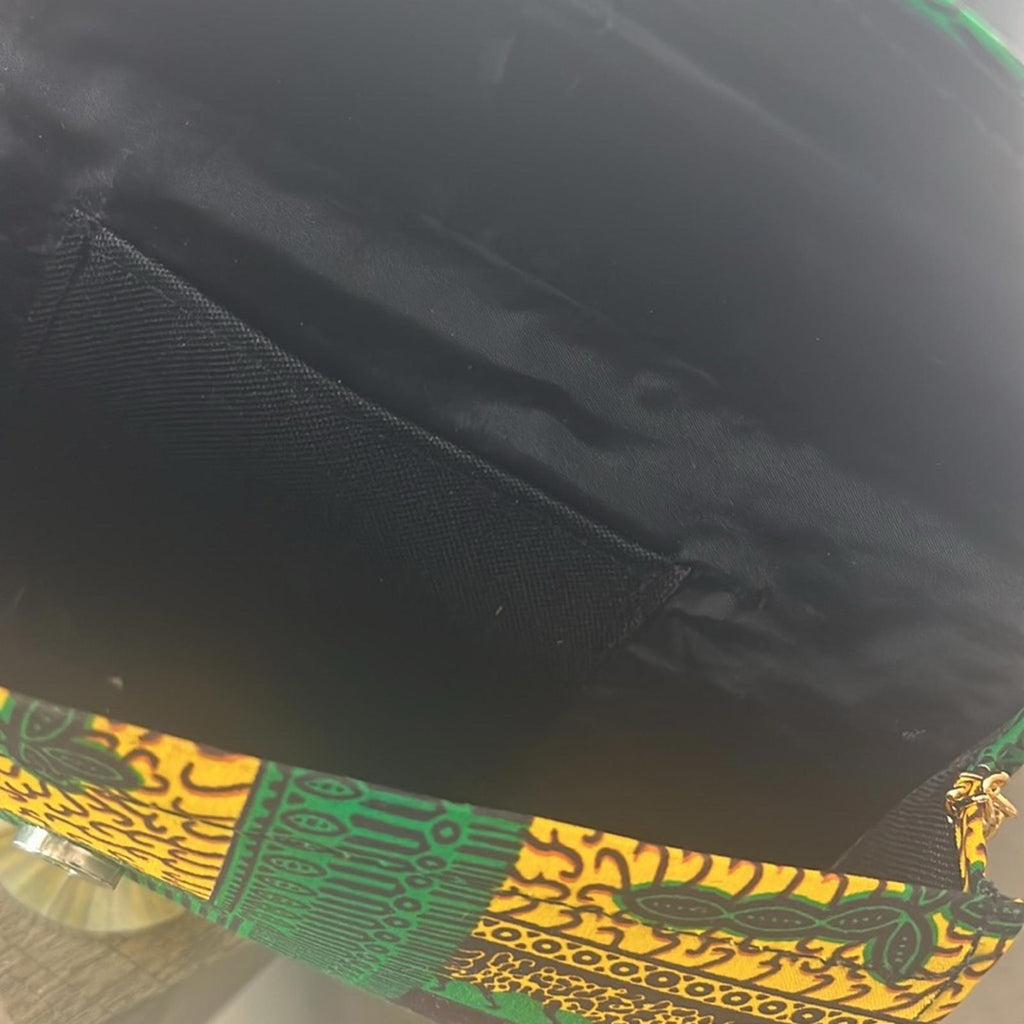 NEW Handmade Ankara Clutch Bag, Yellow/Green (No tags)
