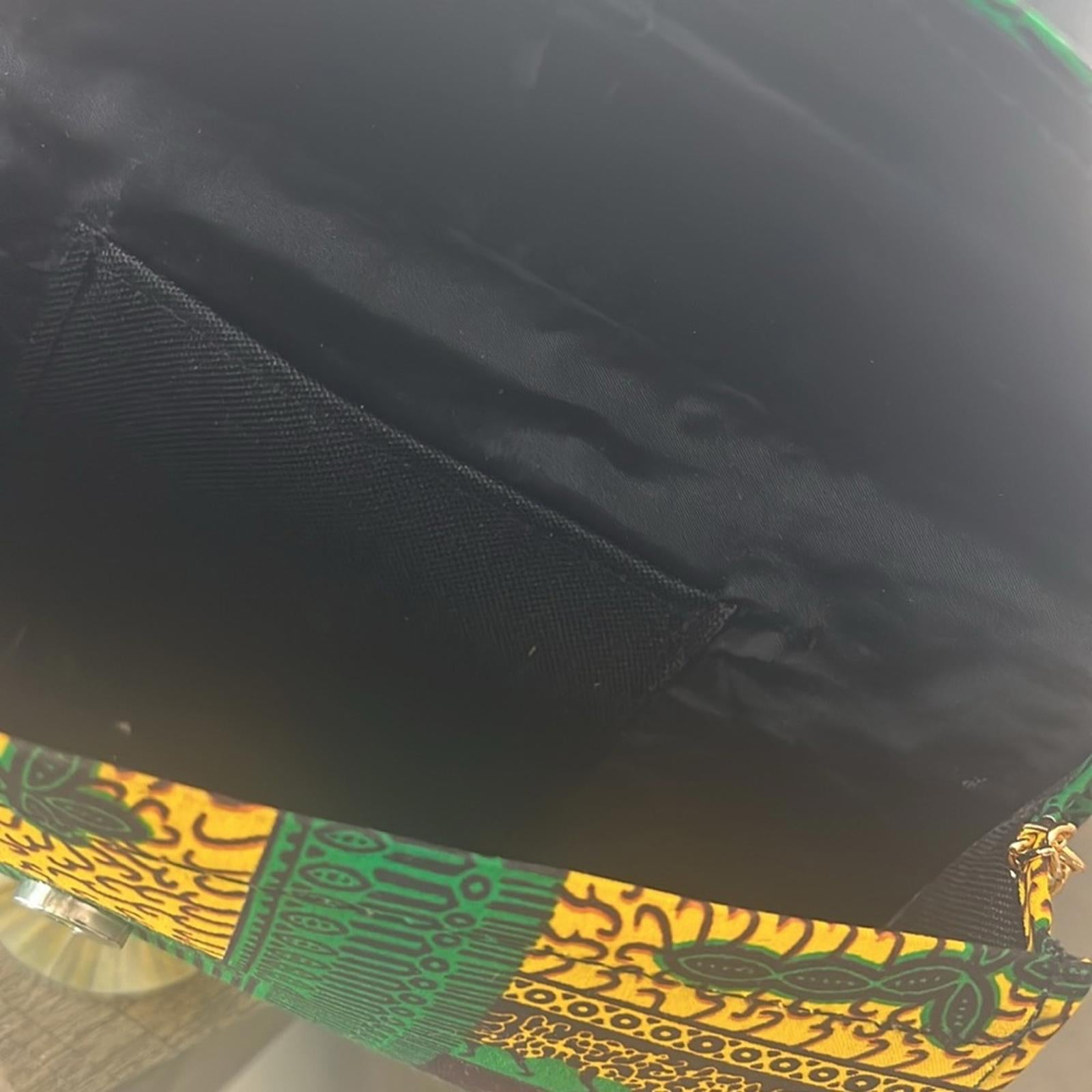 NEW Handmade Ankara Clutch Bag, Yellow/Green (No tags)