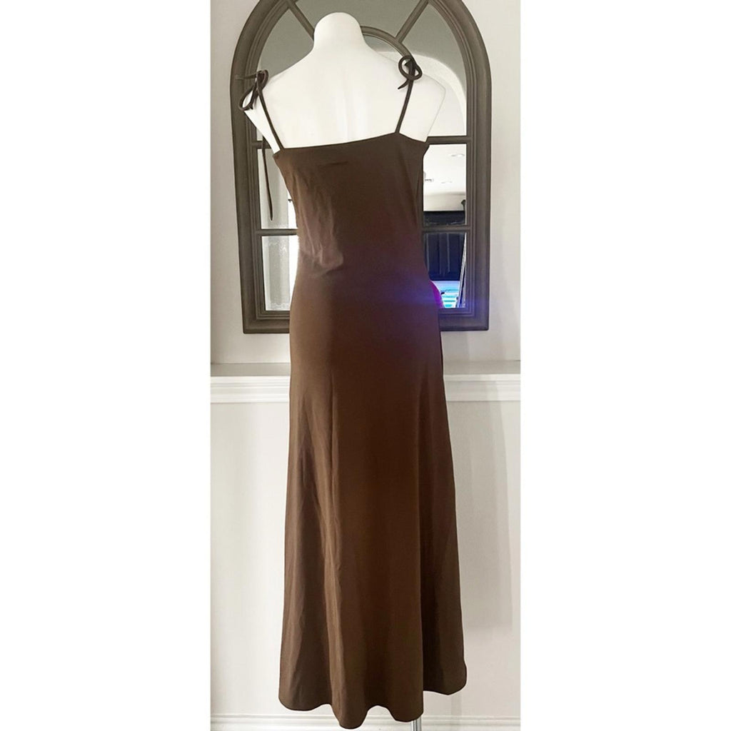 By Malene Birger Catania Tie Strap Midi Dress in Brown, Size M New w/Tag