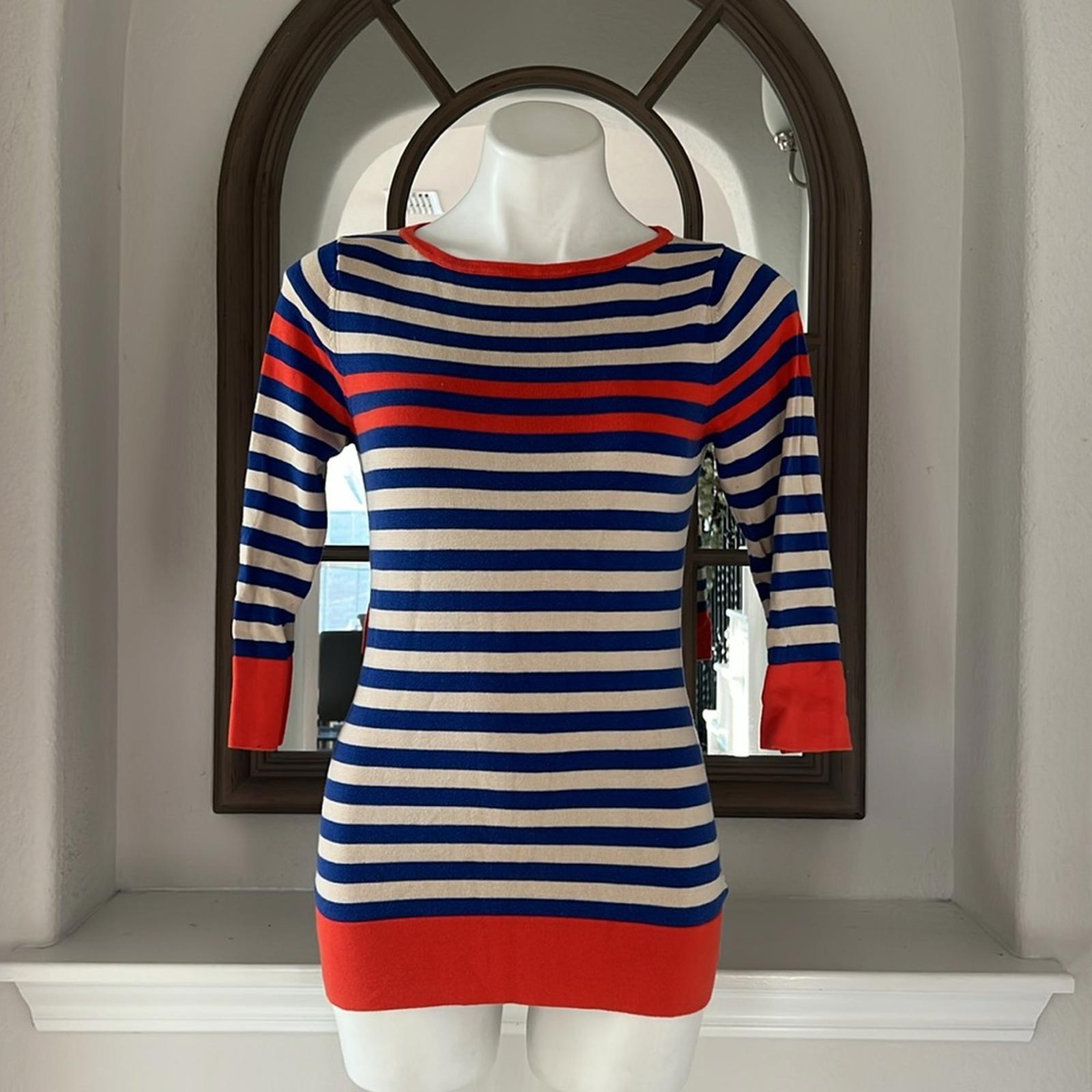 Trina Turk Striped Short Sleeve Knit Top Sweater, Size S EXCELLENT!