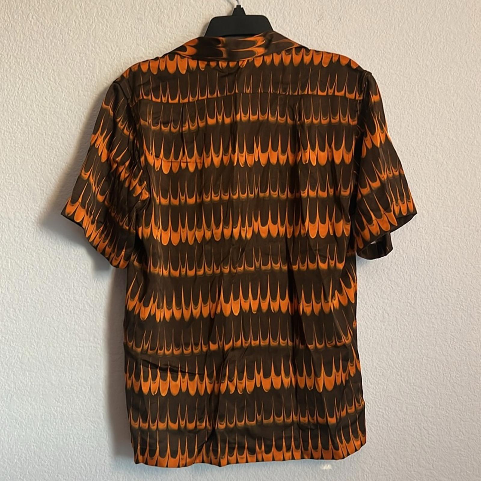 Wales Bonner Rhythm Short Sleeve Shirt in Brown Orange, NWT, Size 46