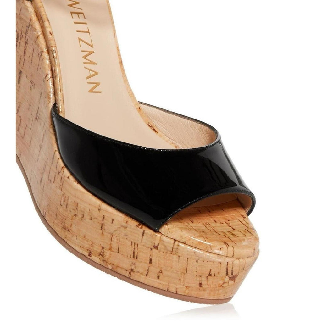Stuart Weitzman Palmina Platform Wedge Sandals, Black Size 37.5/7 NEW + DustBag