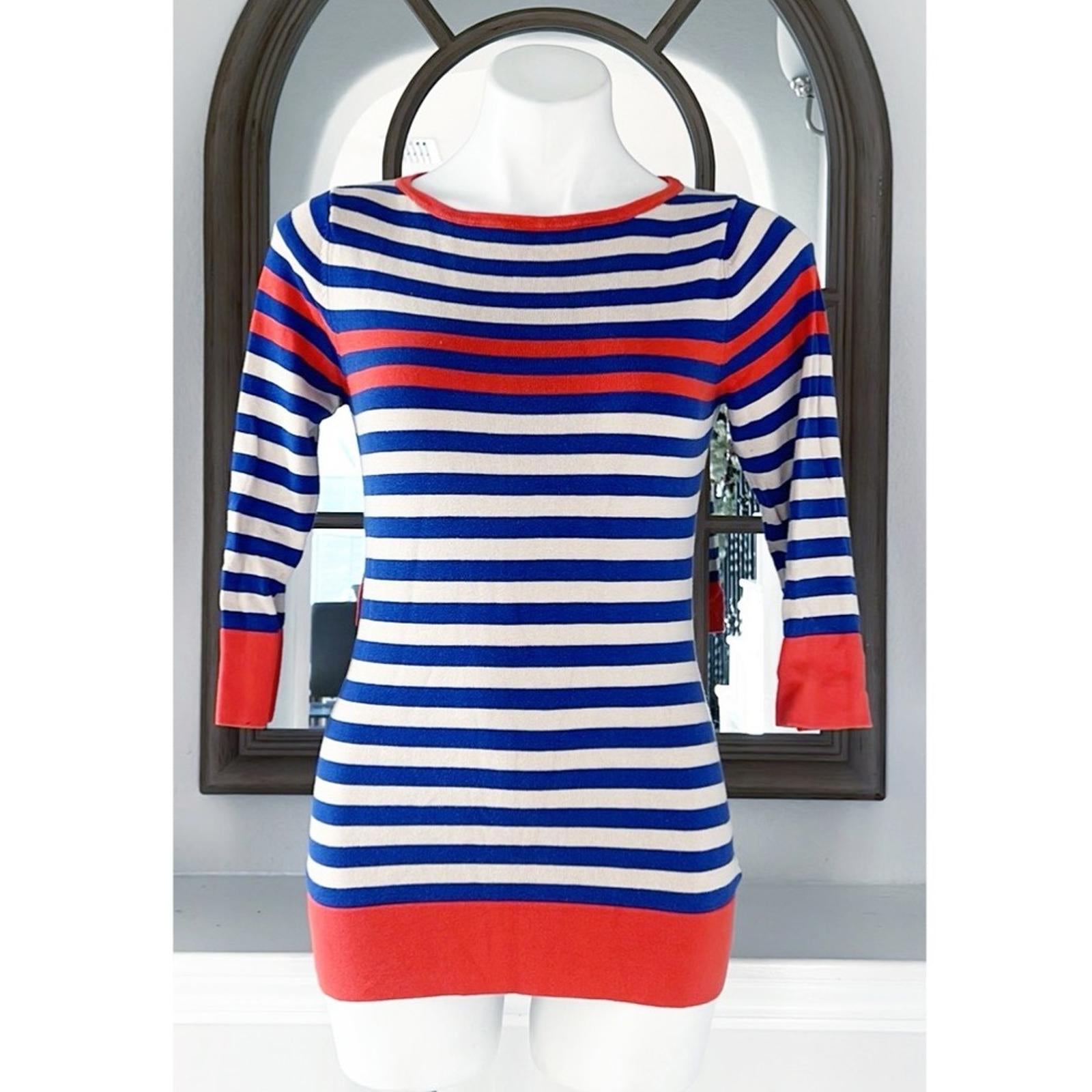 Trina Turk Striped Short Sleeve Knit Top Sweater, Size S EXCELLENT!