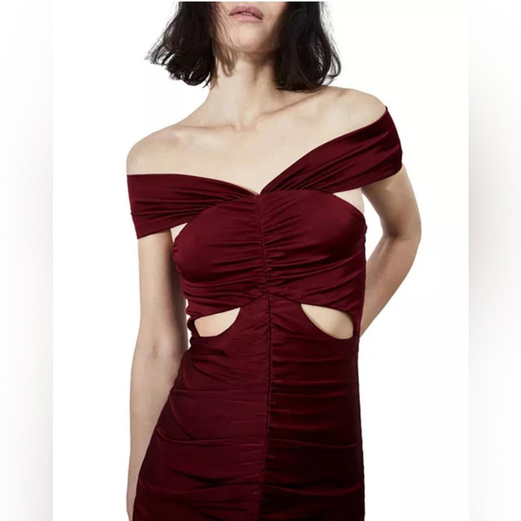 Et Ochs Everly Off-The-Shoulder Midi Dress in Crimson Red, NWT, Size 4