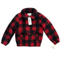 Urban Republic Half-Zip Faux Fur Jacket Girls' S(7/8) RedBlack Buffalo Check NWT