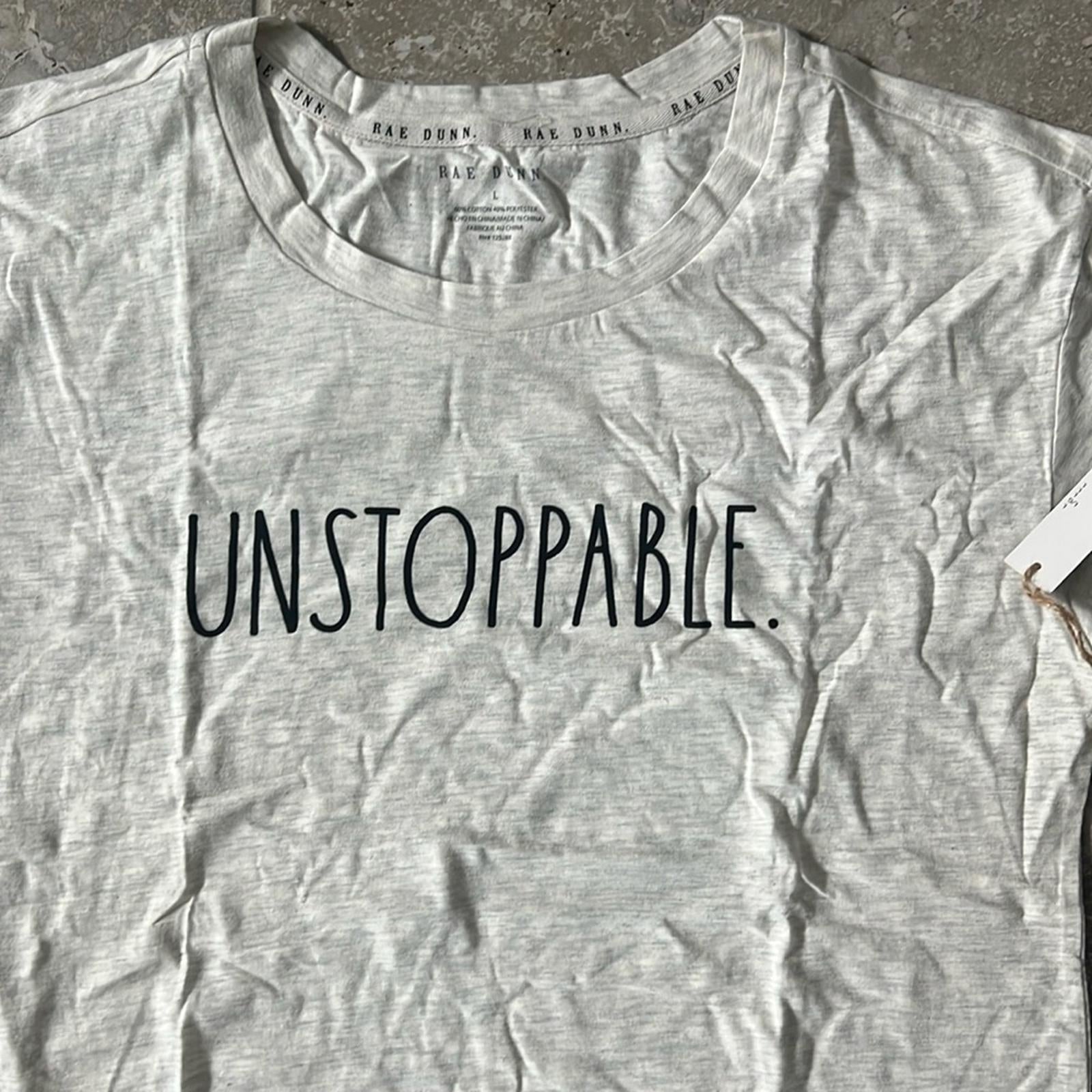Rae Dunn Unstoppable Short Sleeve Tee in Oatmeal, NWT, Size L