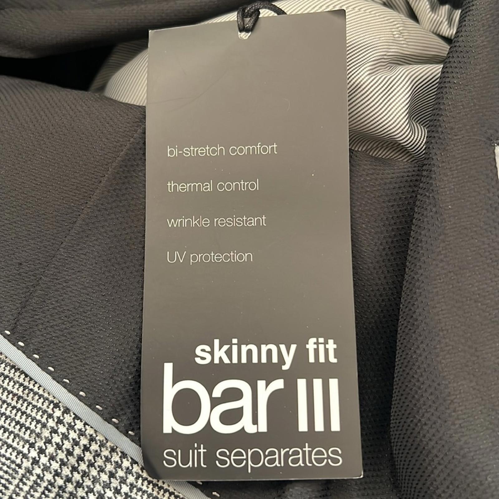 Bar III Glen Plaid Skinny-Fit Suit Jacket in Black/White Size 44L New w/Tag $425