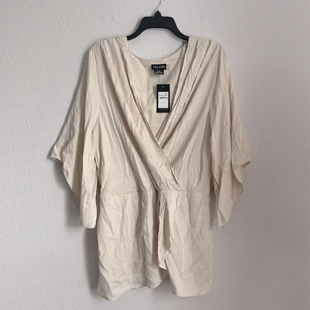 City Chic Opulent Wrap Top in Vanilla without Belt, NWT, Size 18