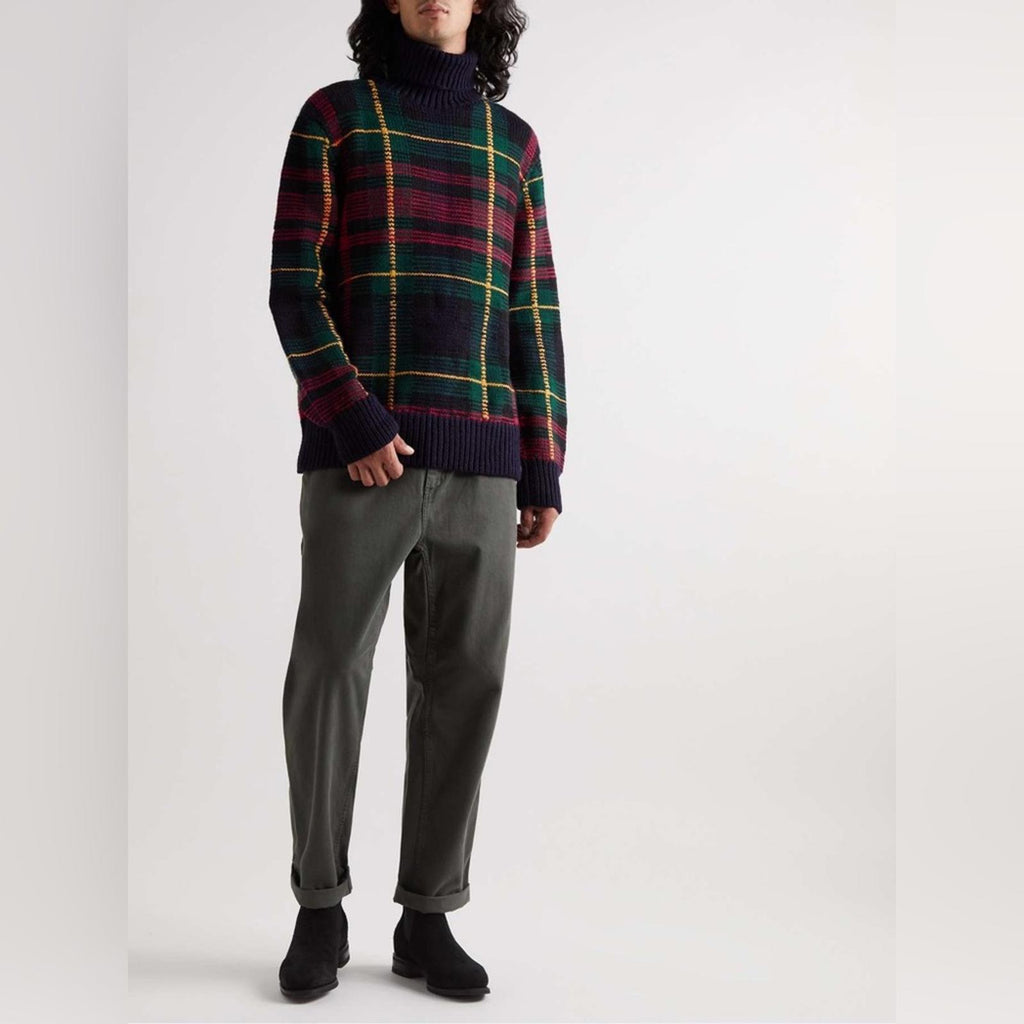 NWT Polo Ralph Lauren Checked Wool Rollneck Sweater, Size XS New w/Tag $998