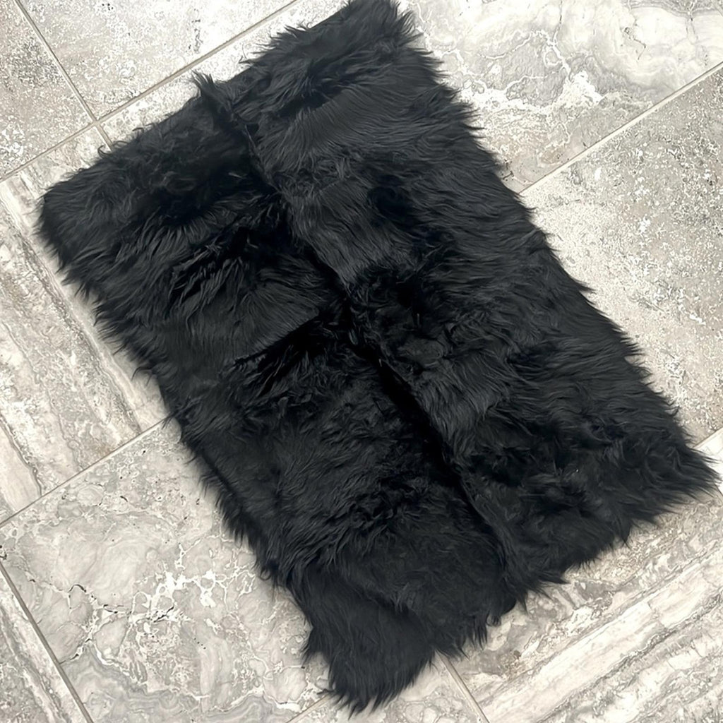 Black Faux Fur Rug, Size 60x90cm, Brand New