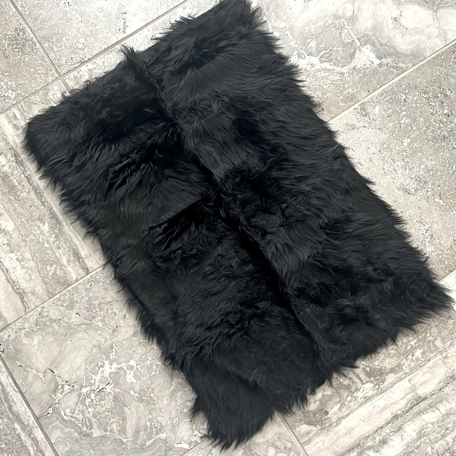 Black Faux Fur Rug, Size 60x90cm, Brand New