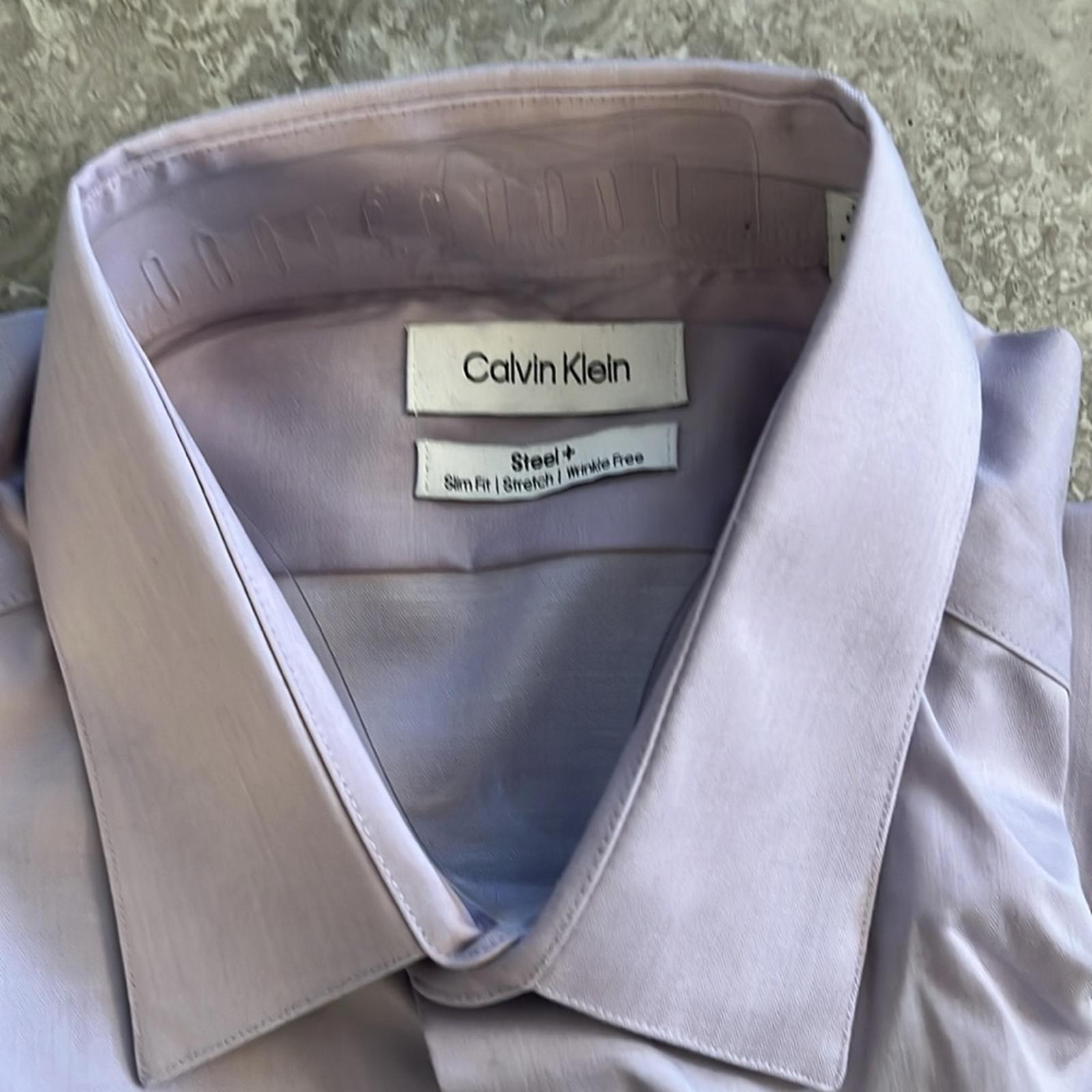 Calvin Klein Steel Slim-Fit Non-Iron Stain Shield Dress Shirt Size 16(32/33) NWT
