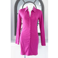 AFRM Ribbed Knit Collared Long Sleeve Button Front Shirt-Dress Berry, Size M NWT