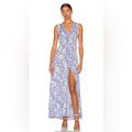 Poupette St. Barth Nana Printed Maxi Dress Revolve Blue Begonia Size L New w/Tag