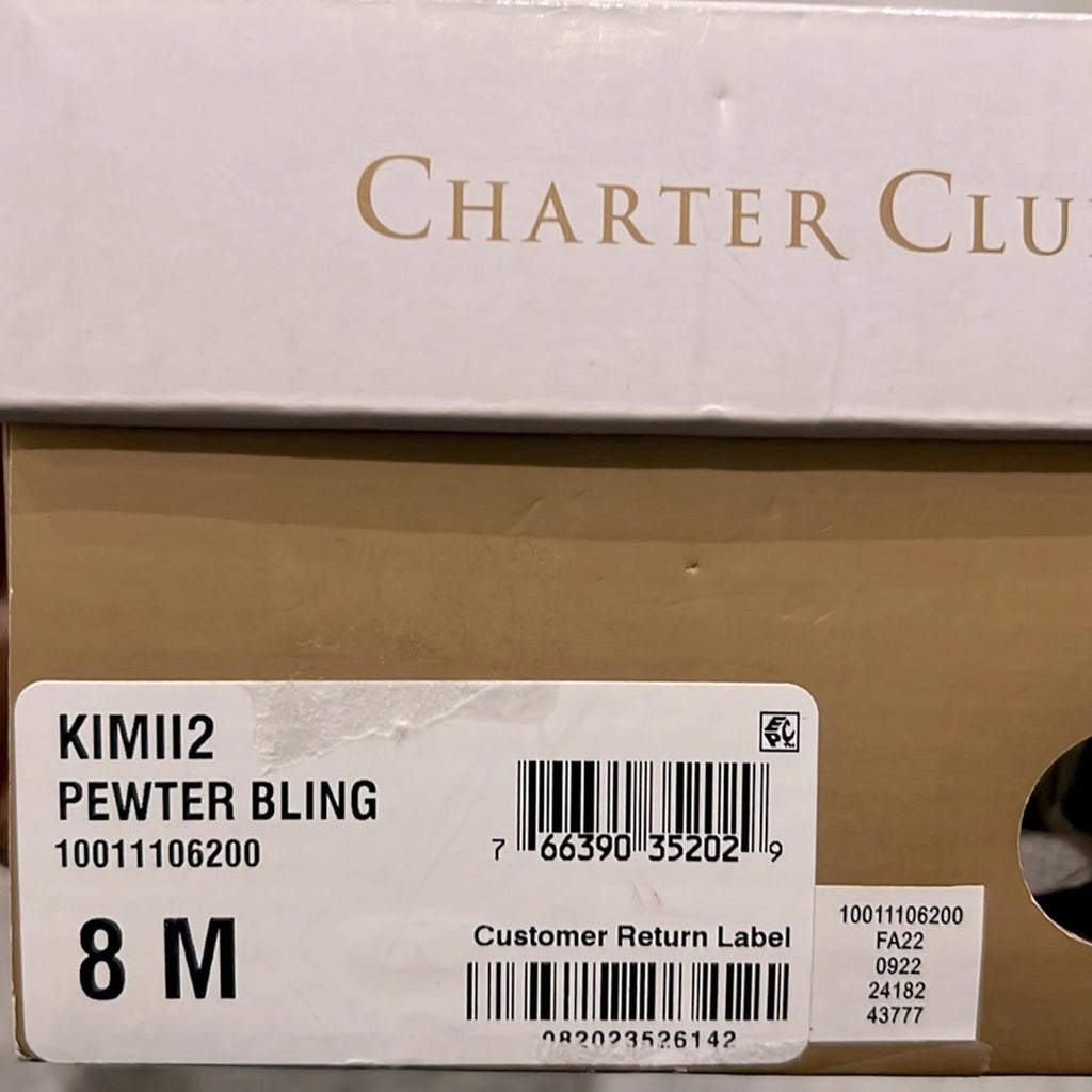 NEW Charter Club Kimii Evening Deconstructed Loafers, Pweter Bling Size 8M