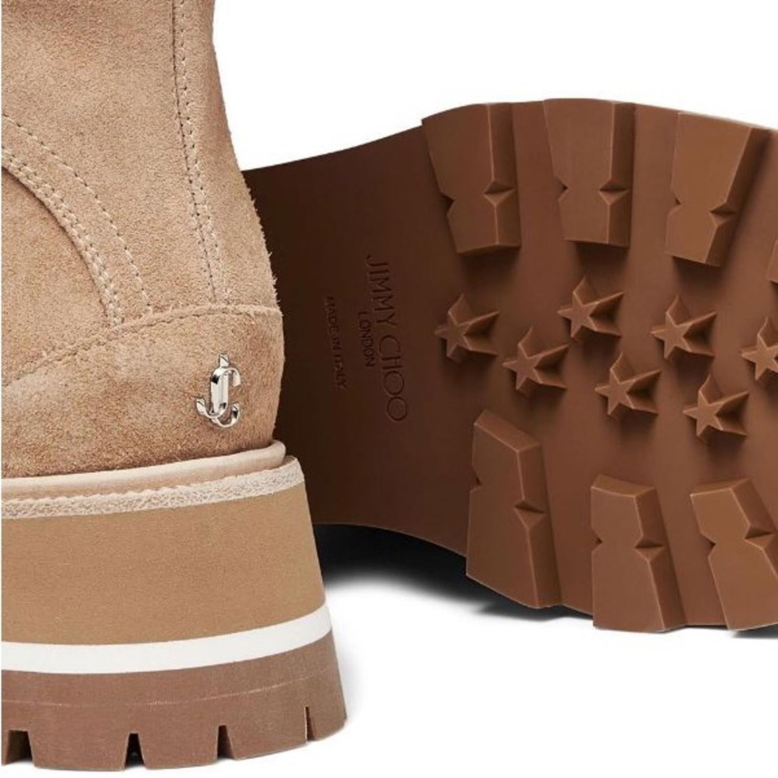 NEW Jimmy Choo Chike Leather Ankle Booties in Stone Beige, Sz 38.5/8.5 NWT $1295