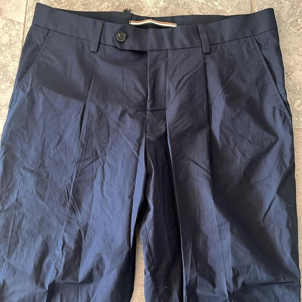 Boss Perin Pleated Relaxed Fit Dress Pants in Dark Blue Size 38 R New w/Tag $248