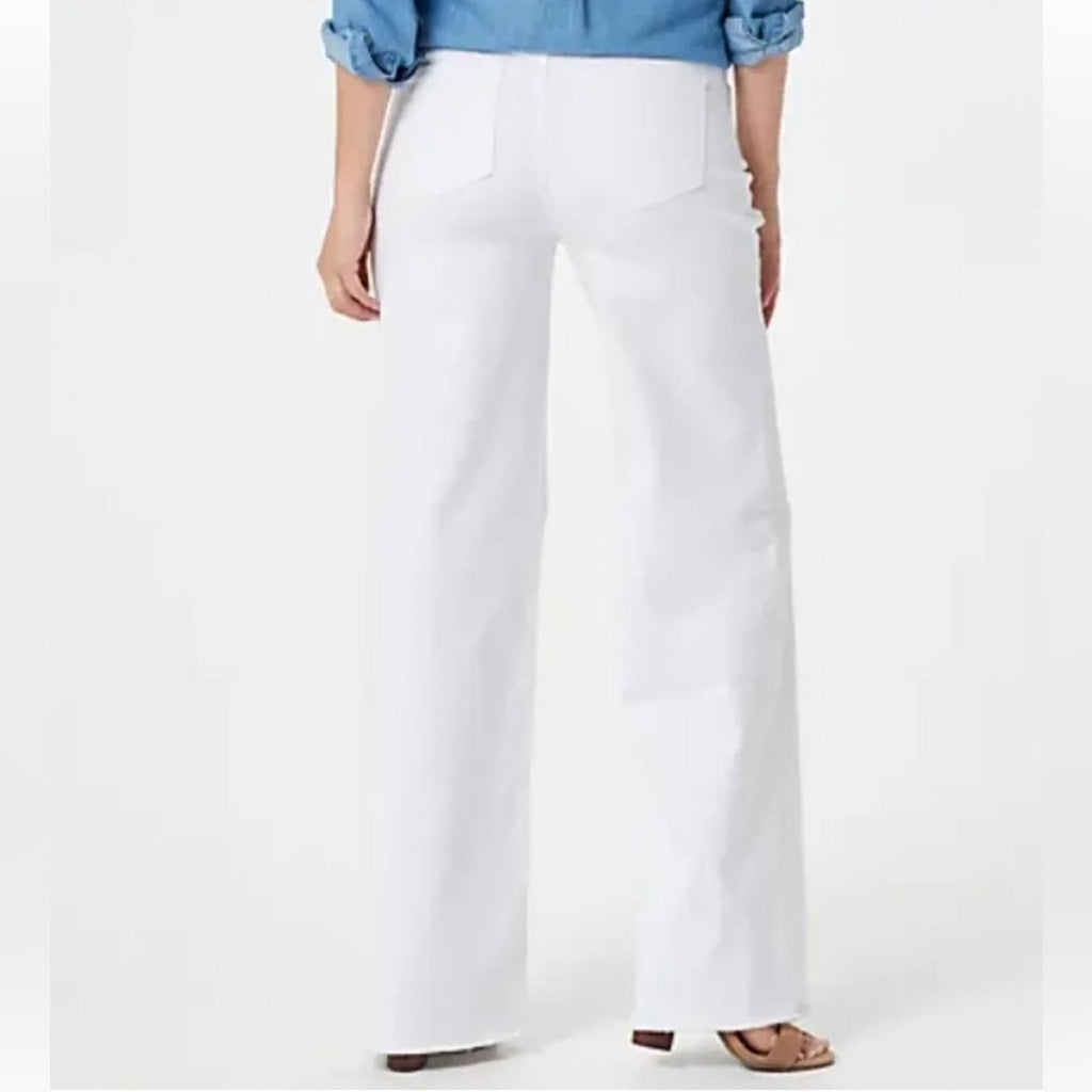 NYDJ Teresa High Waist Fray Hem Wide Leg Jeans, in White Size 16, New w/Tag
