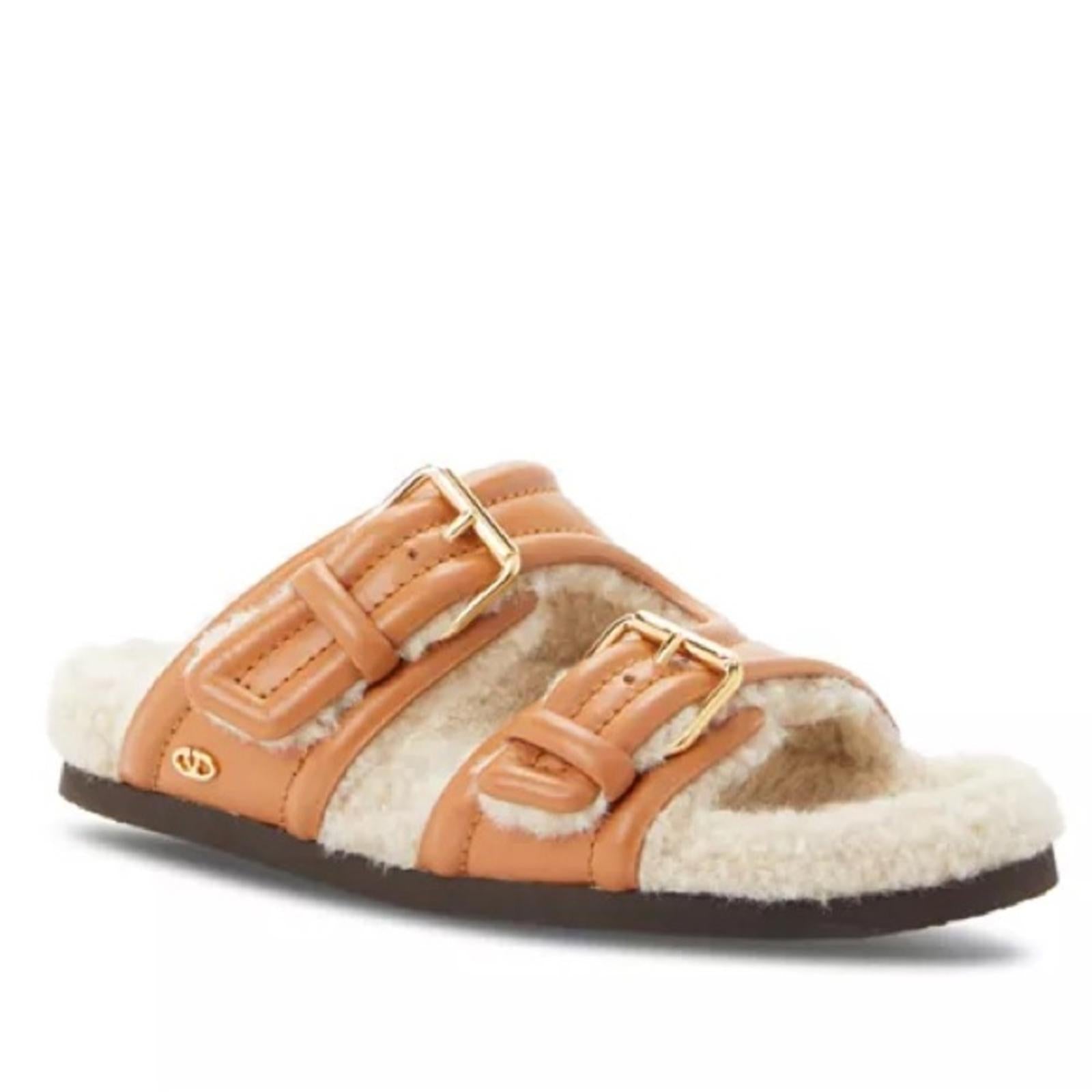 Valentino Garavani Women's Double Buckle Fleece Lined Sandals, Size 41 w/Dustbag