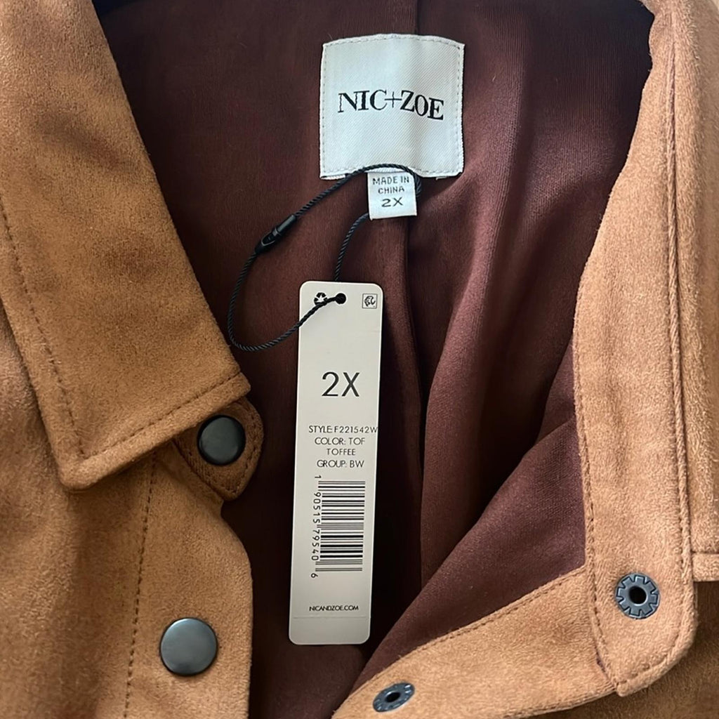 NIC+ZOE Plus Faux Suede Fall Fringe Jacket, Size 2X New w/Tag