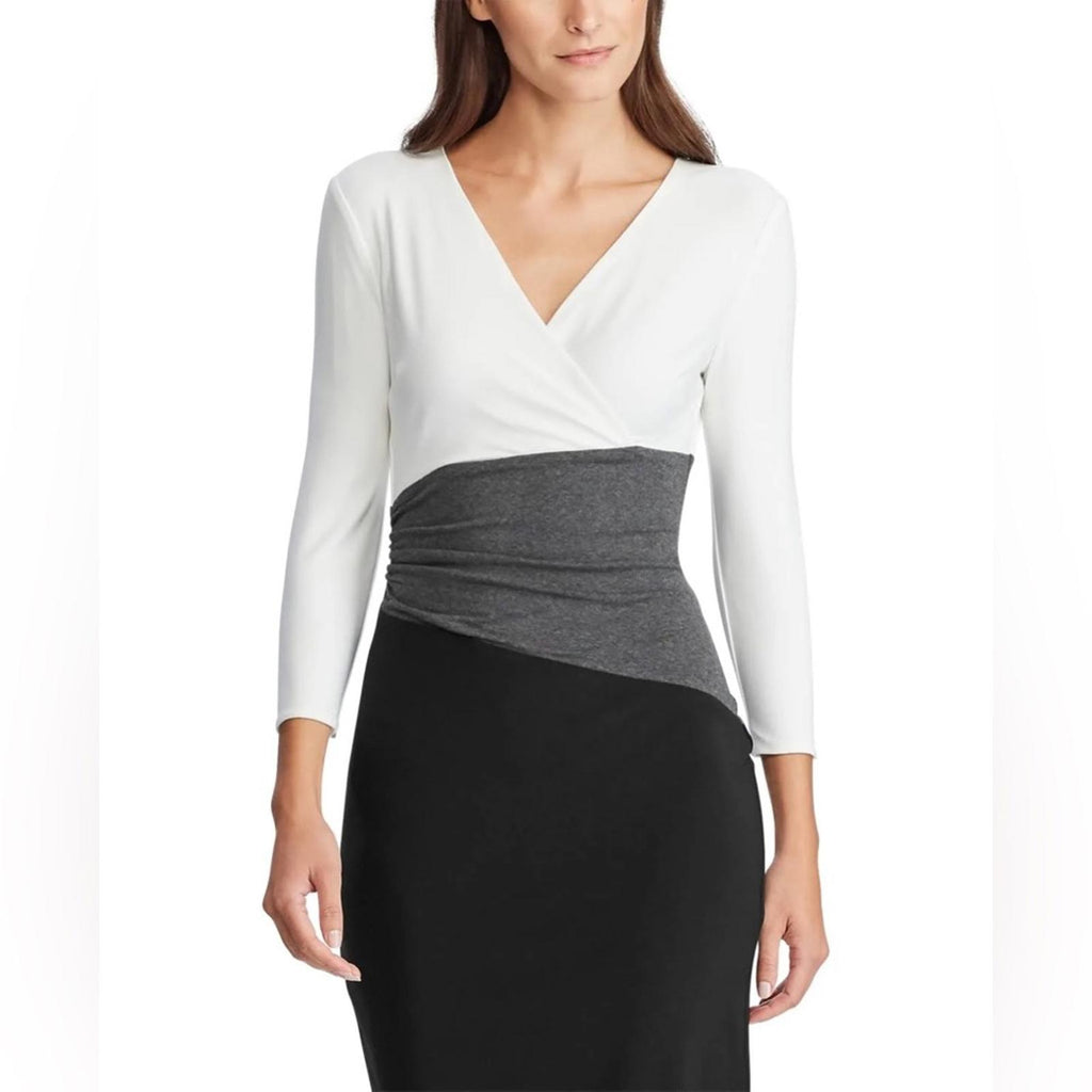 NEW Ralph Lauren Knee-Length Sheath Dress, Black/White/Grey Size 14 New w/Tag