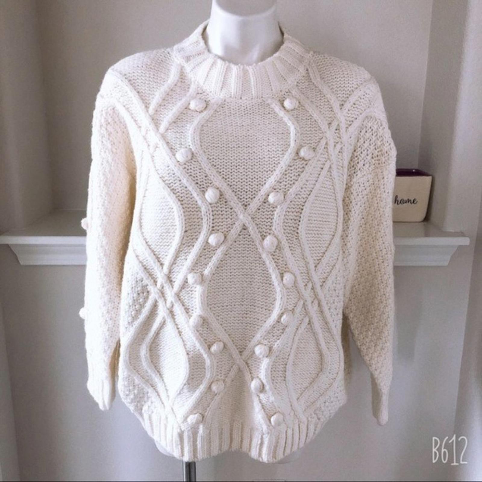 Barney's NY Co-Op Sweater Pom-Pom Oversized Knit Pullover, Size L New w/Tag