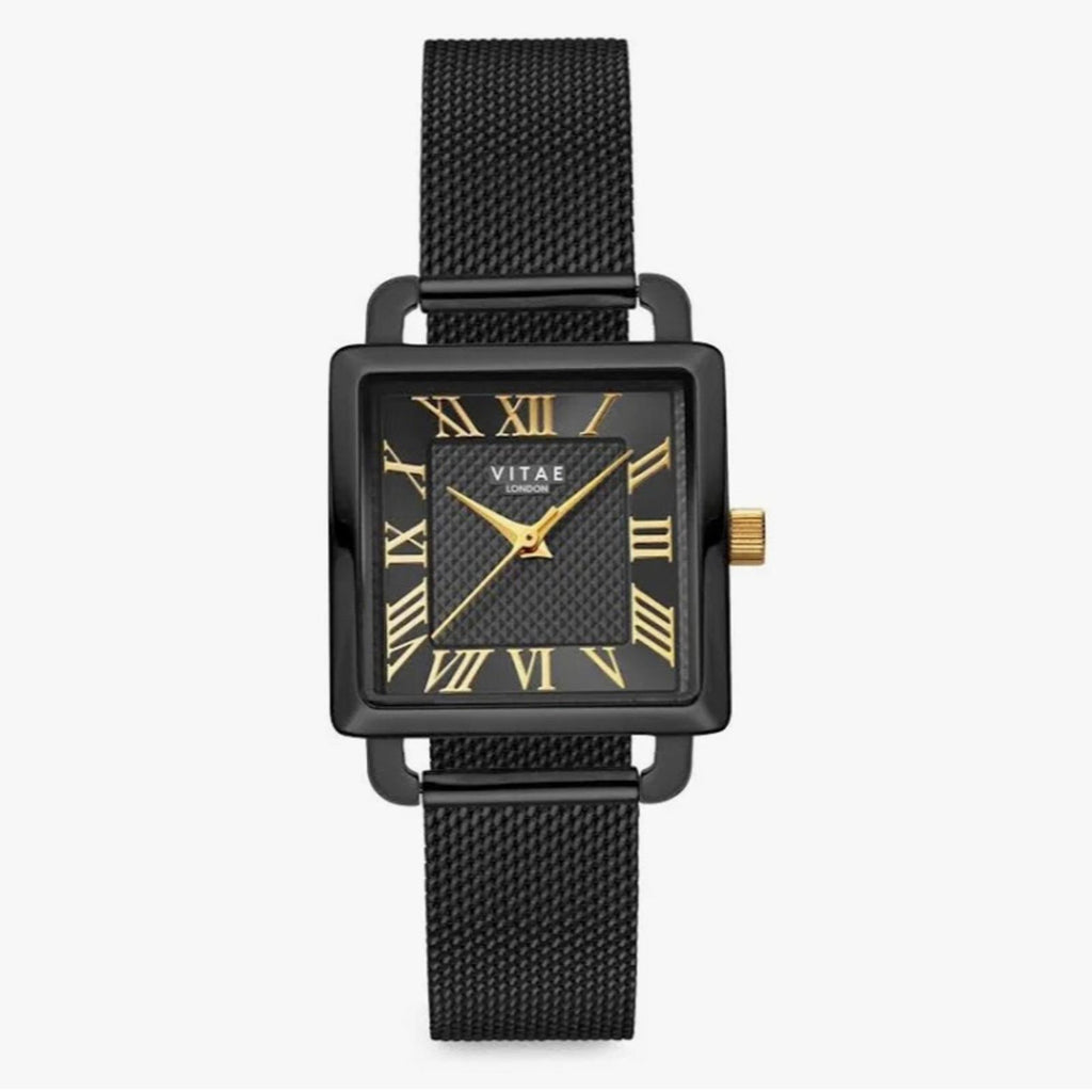 VITAE London Ilesha Black-Tone Stainless Steel Mesh Bracelet Watch 25mmSOLD OUT