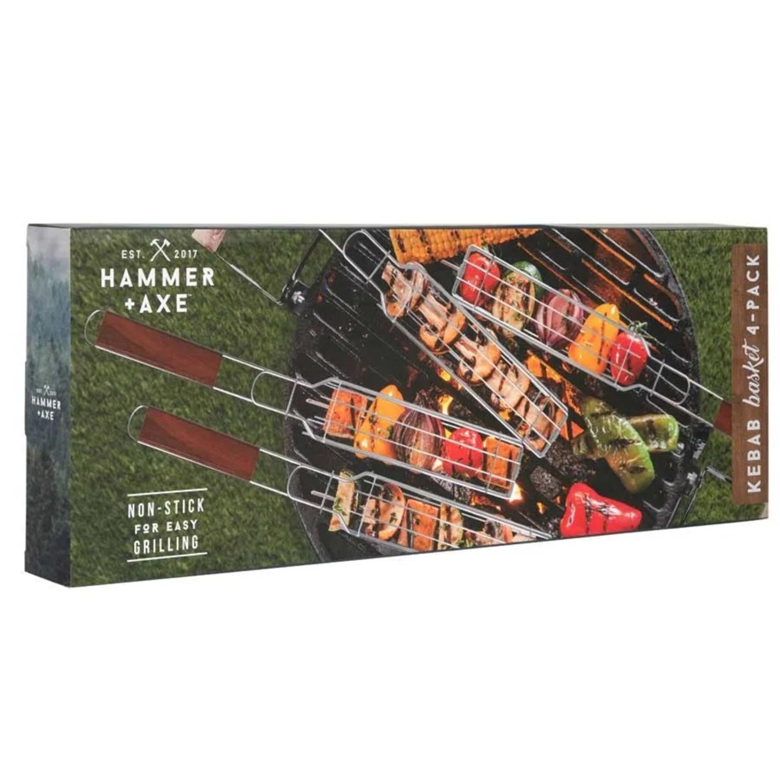 Hammer+Axe 4-Piece Kebab Basket, Non-Stick For Outdoor Grilling NWT