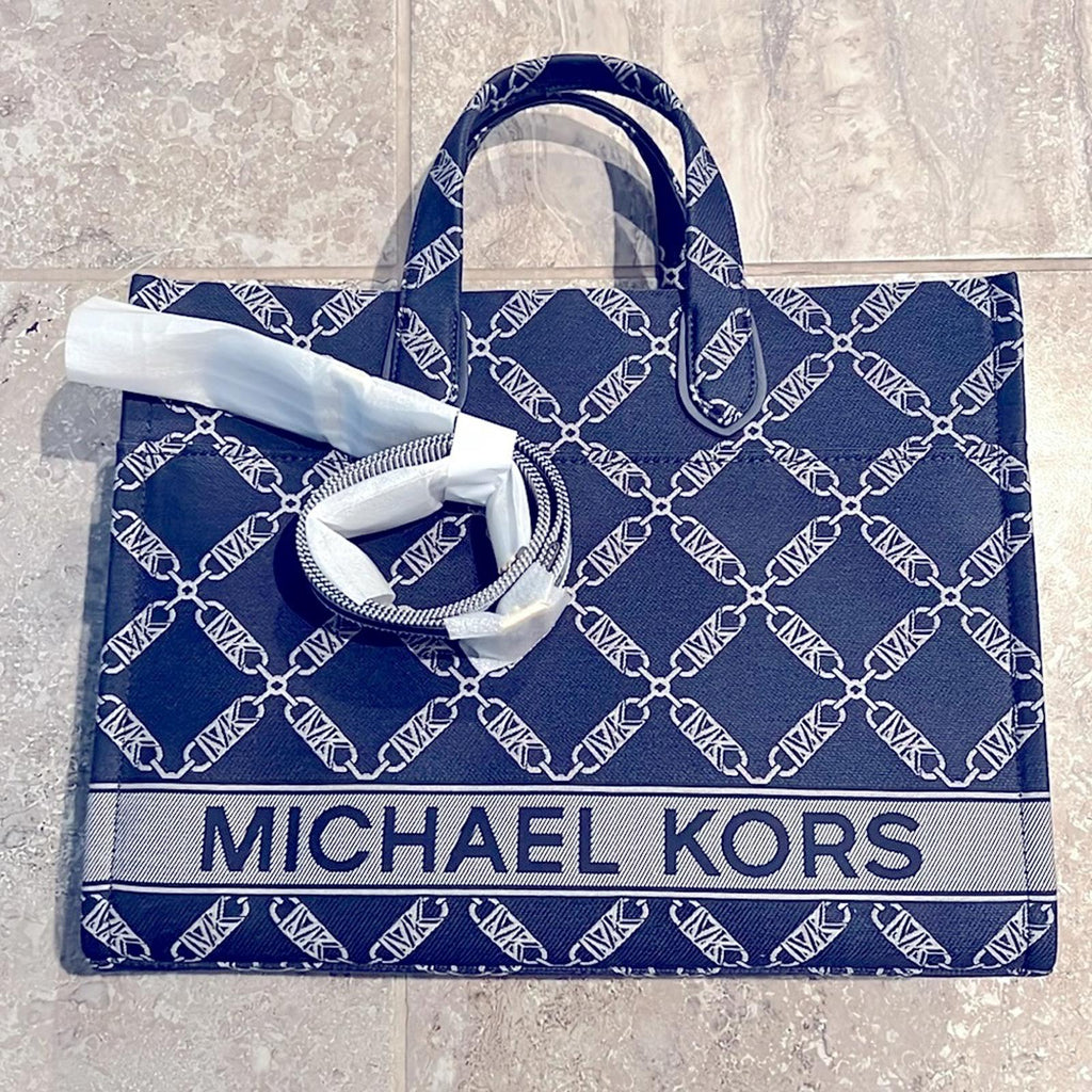 Michael Kors Gigi Large Grab Monogram Denim Tote Bag, Navy, New w/Tag (SOLD OUT)