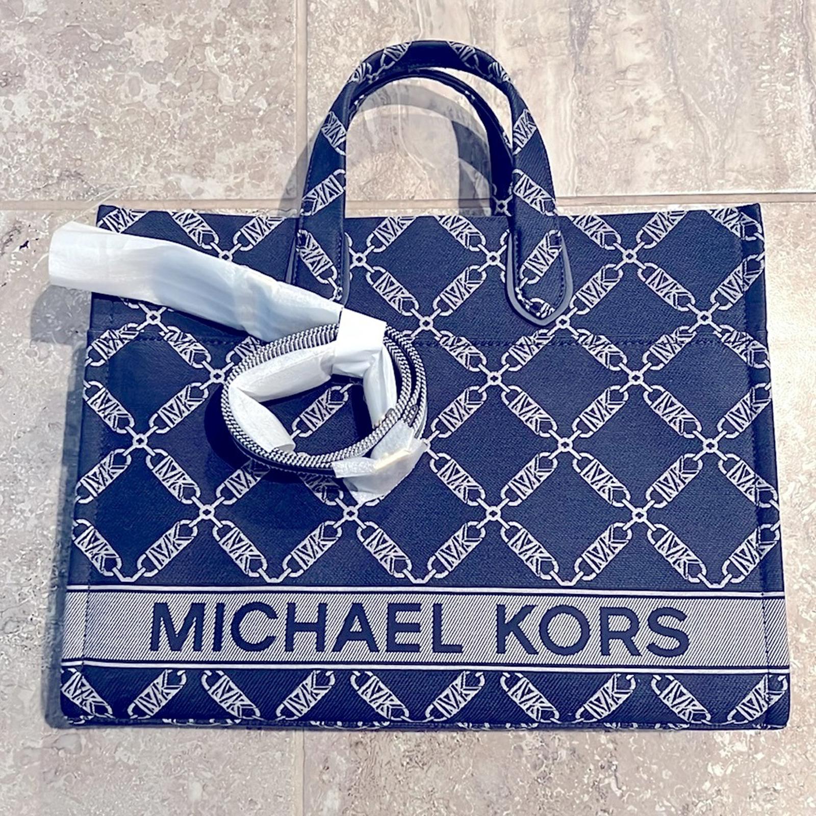 Michael Kors Gigi Large Grab Monogram Denim Tote Bag, Navy, New w/Tag (SOLD OUT)