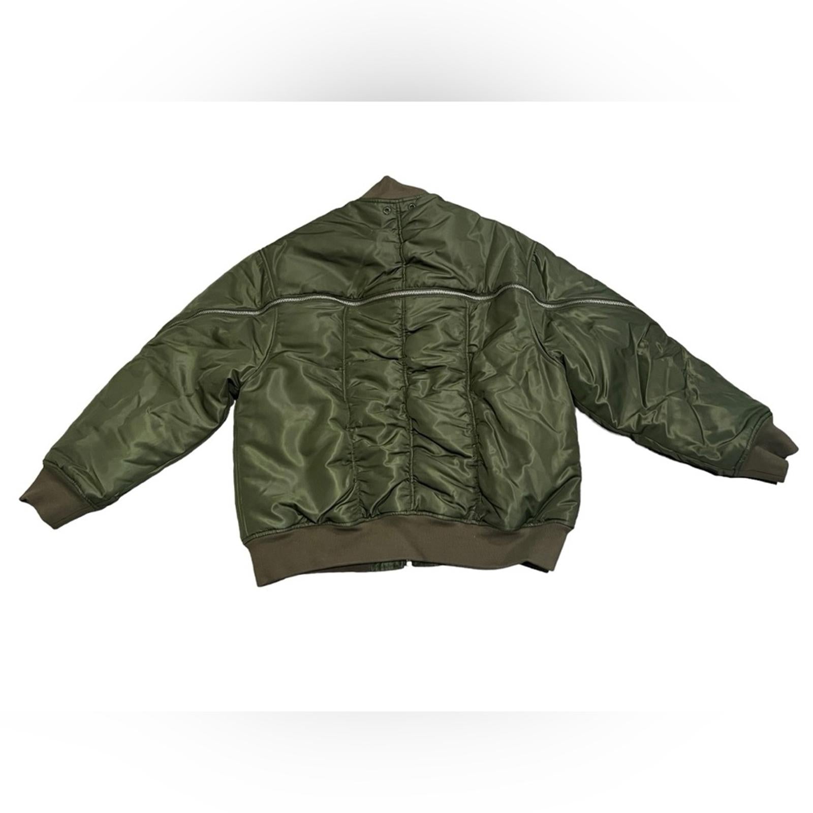 All Saints Scout Ruched Bomber Jacket in Khaki Green, Size L New w/Tag