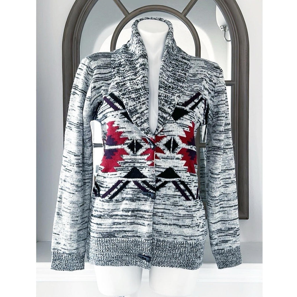 Lucca Couture Aztec Cardigan Front Button Size L EXCELLENT!
