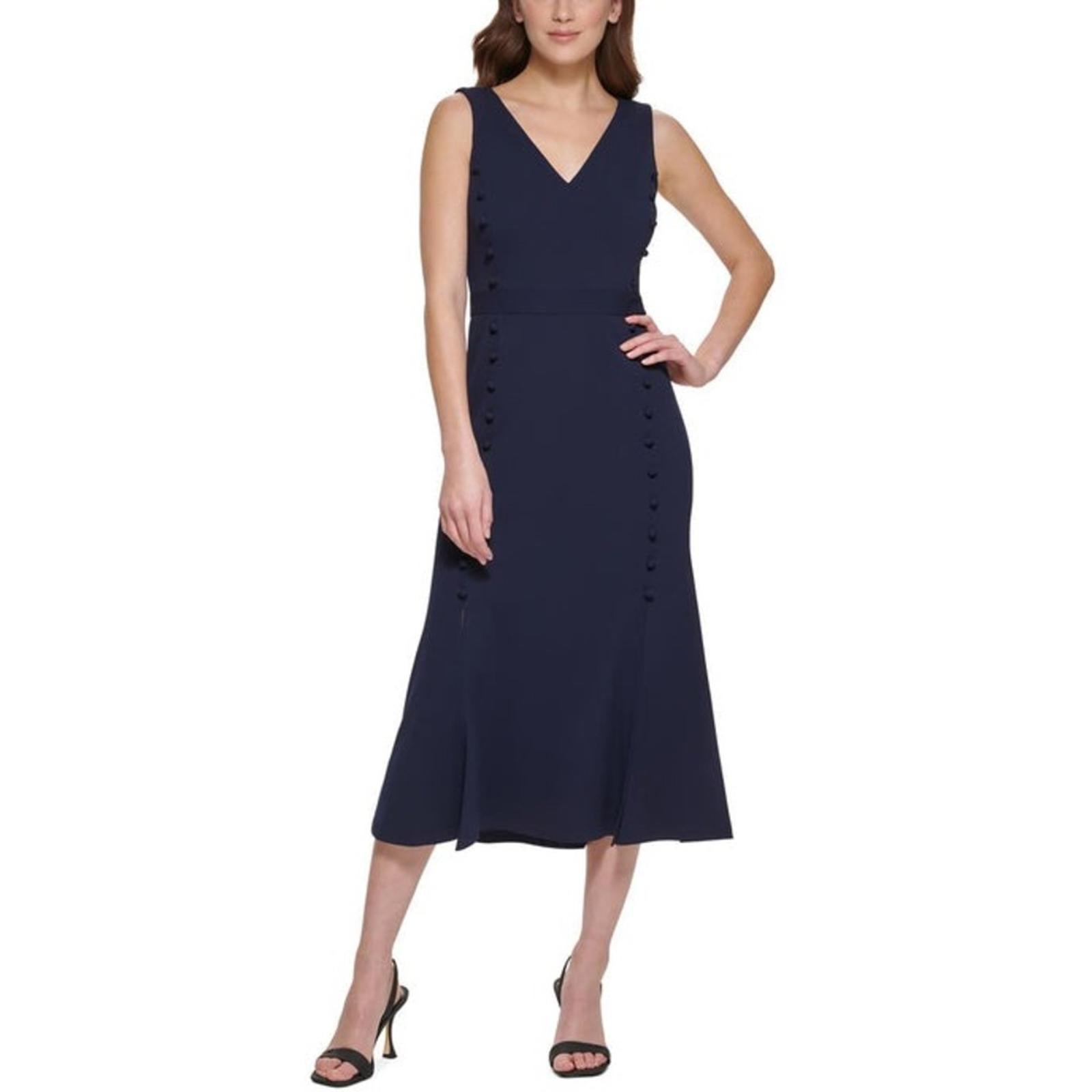 NEW Calvin Klein Scuba Sheath Midi Dress in Navy Size 16 New w/Tag