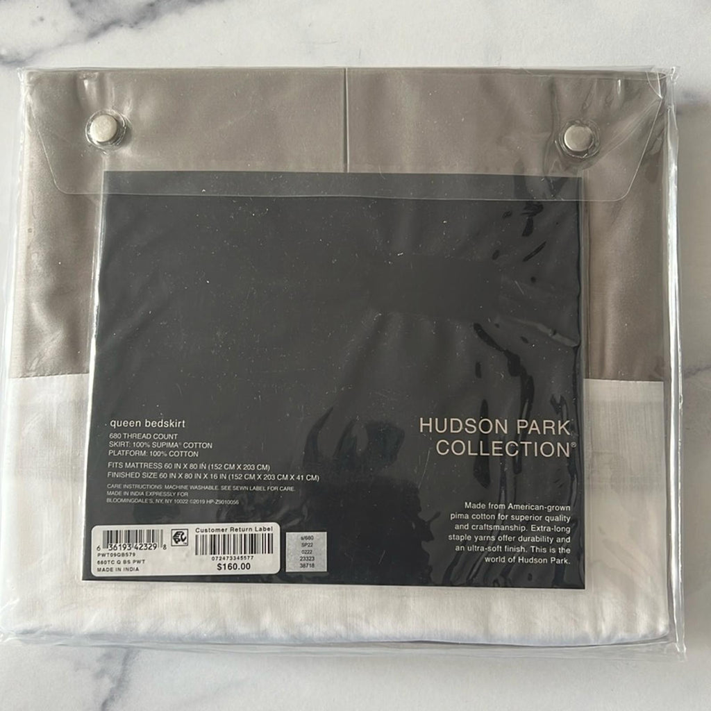 Hudson Park Collection 680TC Sateen Bedskirt Size Queen, New in Packaging $160