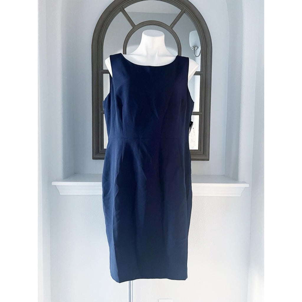 Le Suit Navy Sheath Dress, Petite Size 16 New w/Tag ~$200