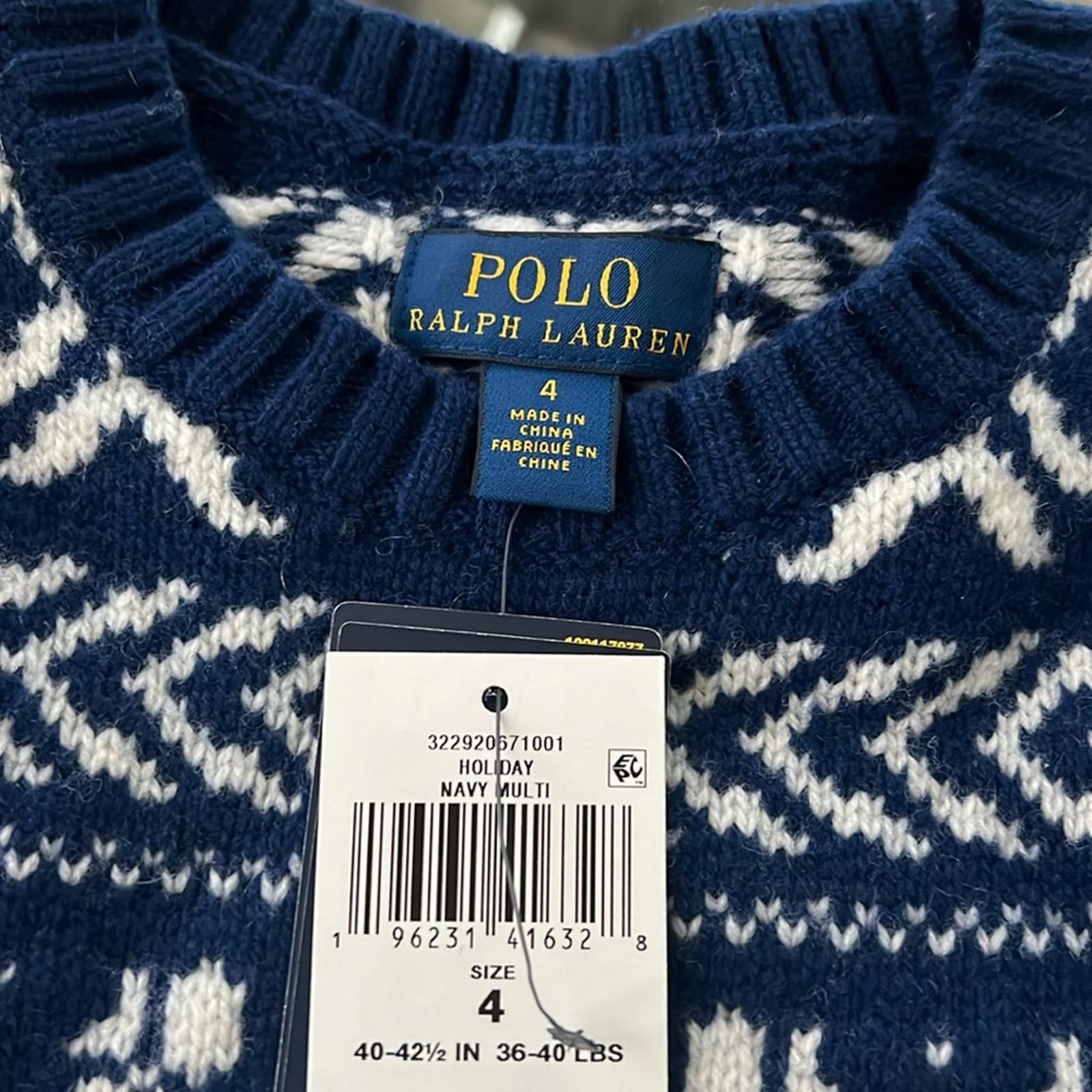 Polo Ralph Lauren Boy's Fair Isle Wool Sweater Multi Navy, Size 4 New w/Tag