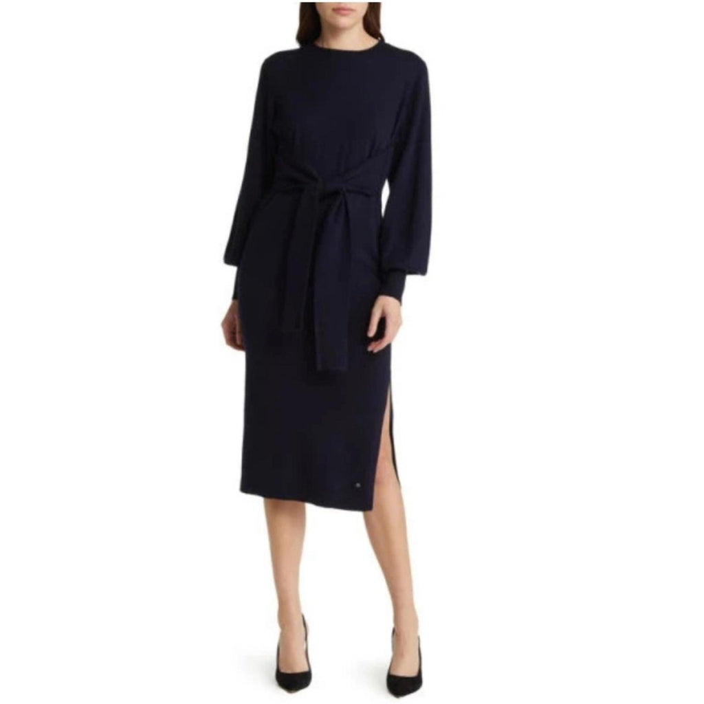 Ted Baker Essya Cashmere-Blend Midi Sweaterdress in Navy, Size Ted 6 EXCELLENT