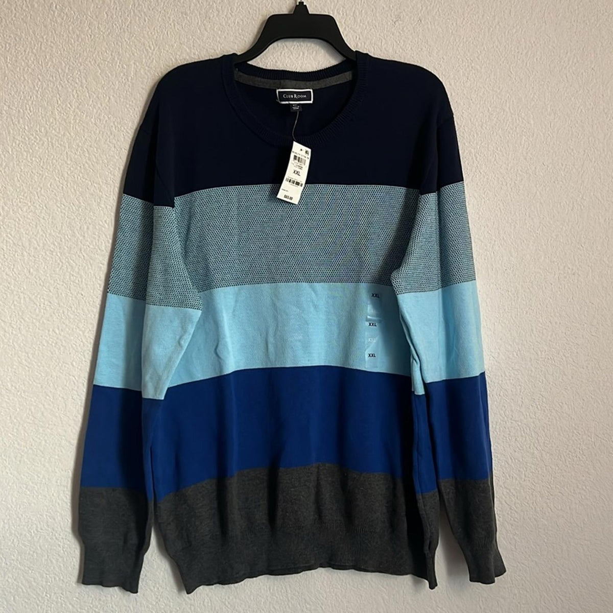 Club Room Lightweight Color Block Crewneck Pullover Sweater, Size XXL NEW w/Tag
